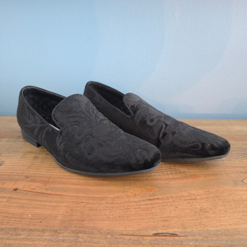 Steve Madden Mens Darth Velvet Loafers Slip On Black Embossed Size 8.5